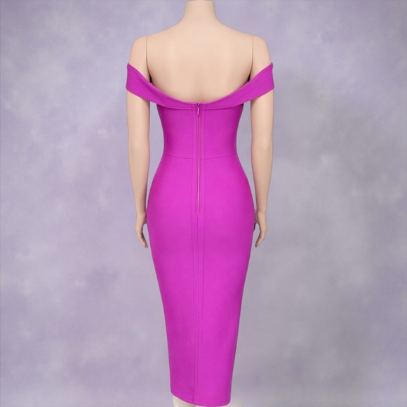 Fashion Nova Strapless Fuchsia Bandage Dress - Picture 9 of 12